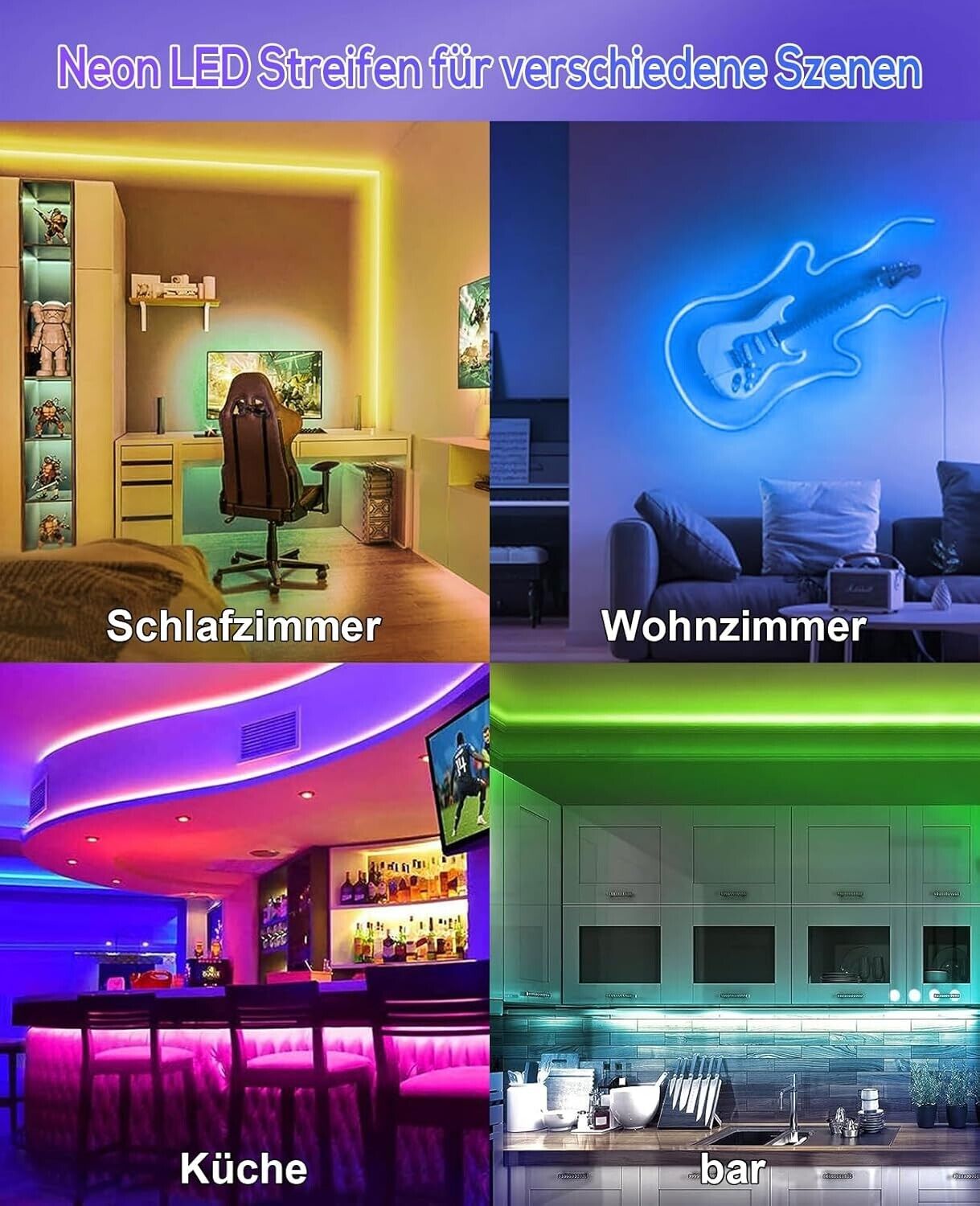 Neon LED Strip Streifen RGB Flex Schlauch diffus Lichtband Dimmbar 3 Meter App