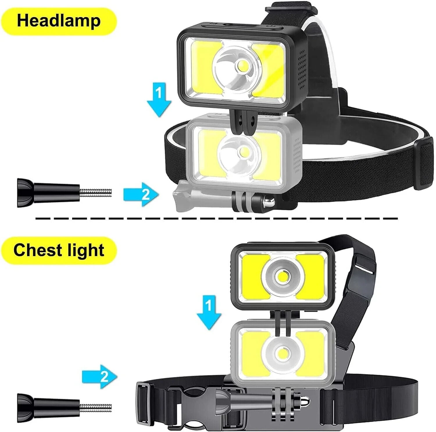 Kopftaschenlampe, Avaspot DE08, LED-USB wiederaufladbare Kopftaschenlampe