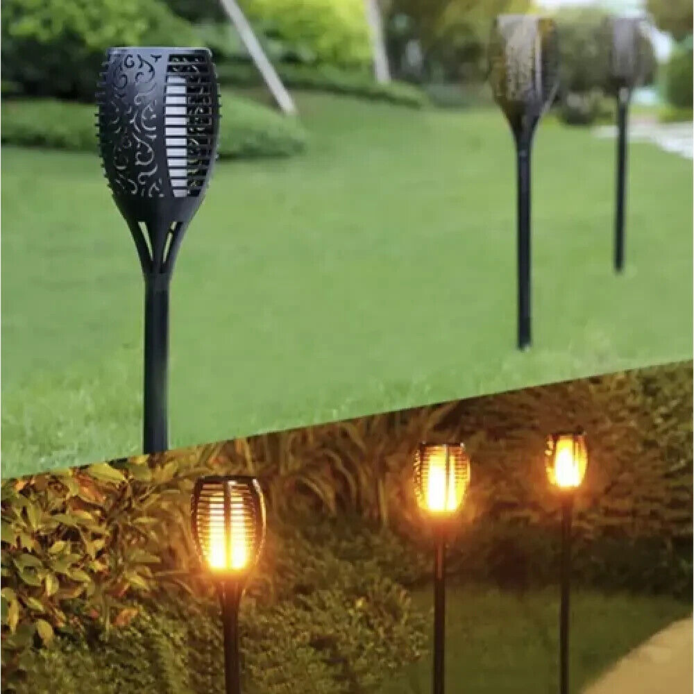 Solarleuchte LED Garten Beleuchtung Solar Licht Lampe Fackel Leuchte Flamme DE