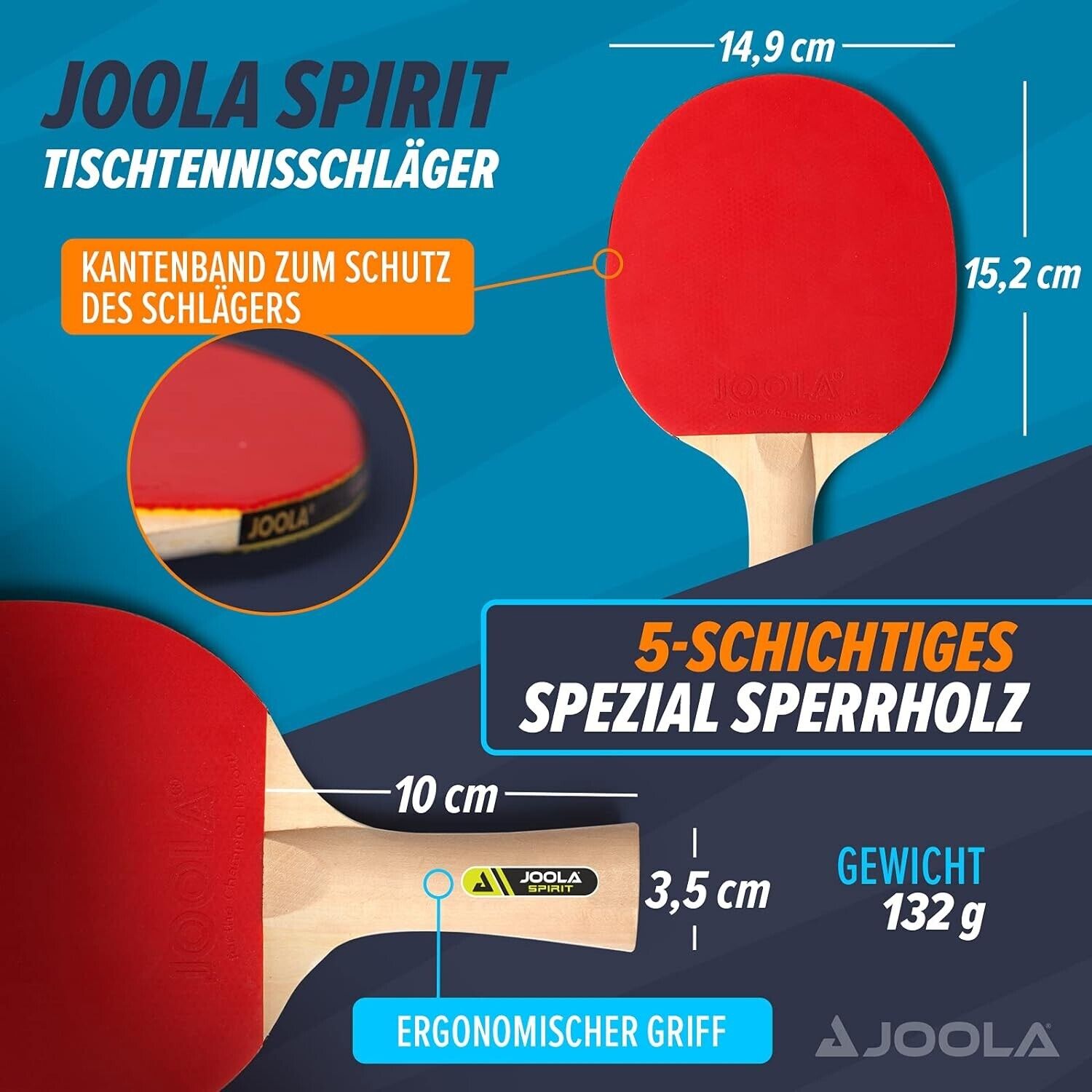 JOOLA Tischtennis Family Set 4 x Tischtennisschläger 10 x Bälle inkl. Tasche TT