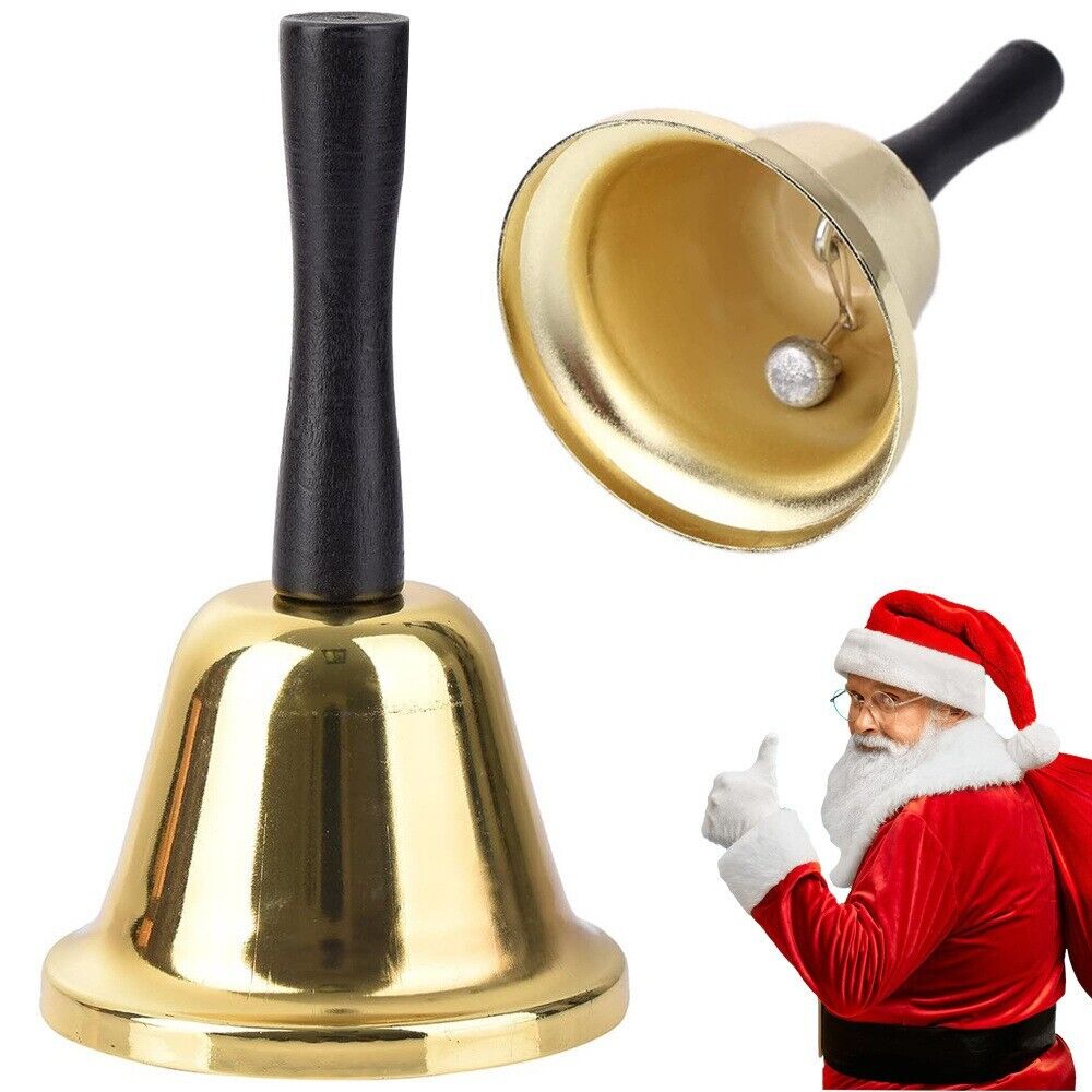 Glocke Tischglocke Handglocke Weihnachtsmannglocke aus Metall mit goldener Dekor