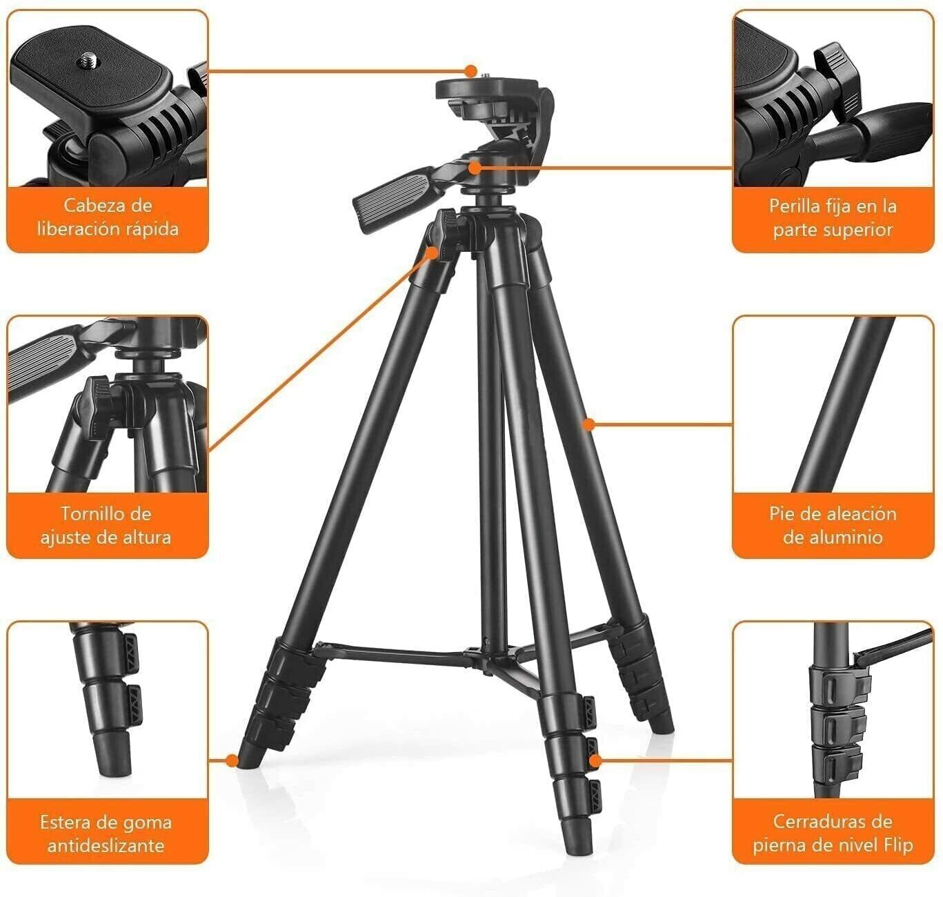 Kamerastativ Fotostativ 40,5-136cm 5 in 1 Aluminium Handy Halter