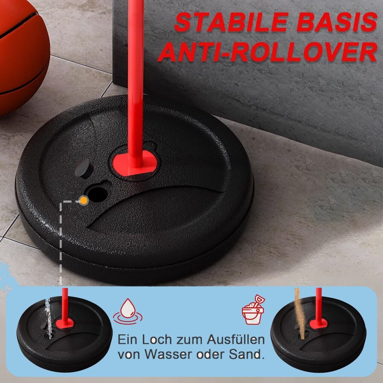 Kinder Basketball SET+Basketballkorb +Basketballständer+Pumpe+ Ball 63-150cm