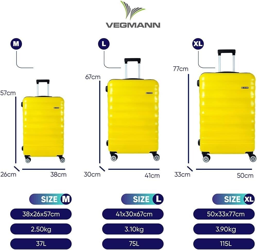 Kofferset 3 teilig Hartschalen Koffer Trolley Reisekoffer 3er Set 4Rollen M-L-XL