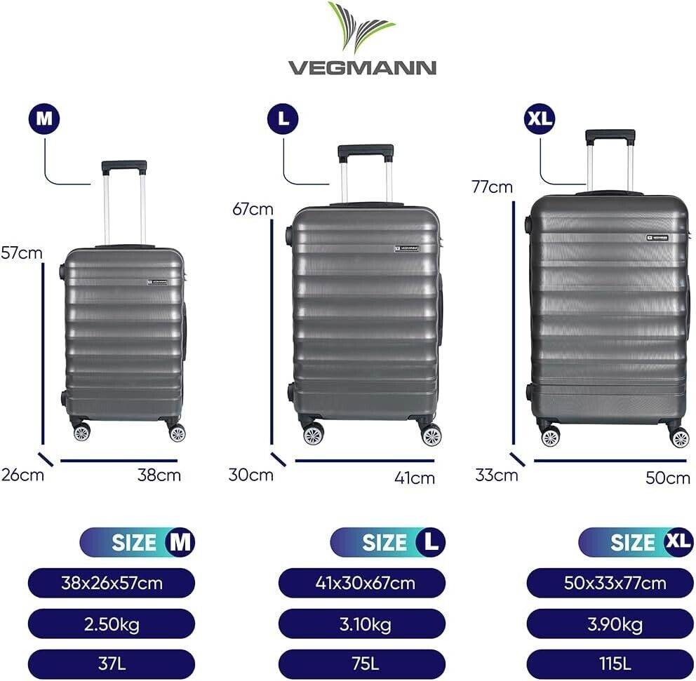 Kofferset 3 teilig Hartschalen Koffer Trolley Reisekoffer 3er Set 4Rollen M-L-XL