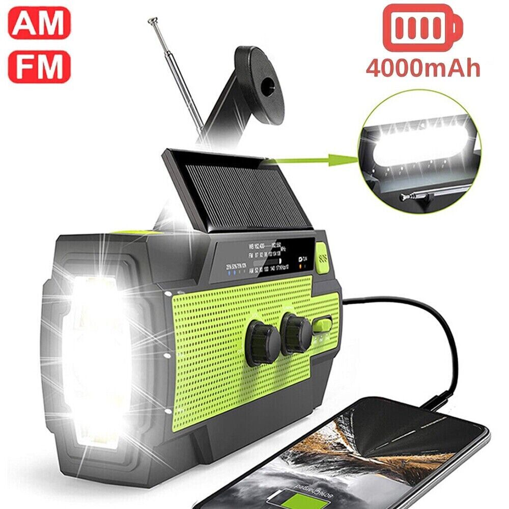 Notfall Solar Radio Handkurbel FM/AM/NOAA SOS Handy USB Ladegerät LED Taschenlam