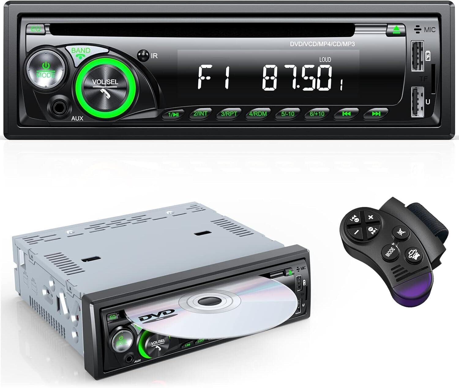 Autoradio mit CD DVD Player und Bluetooth Freisprecheinrichtung, 2 USB SD/AUX