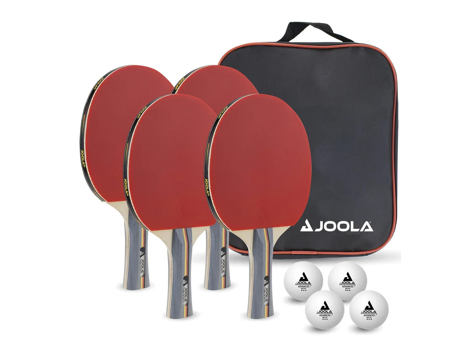 JOOLA Tischtennis Team School Set 4x Tischtennisschläger 4x TT Bälle inkl Tasche