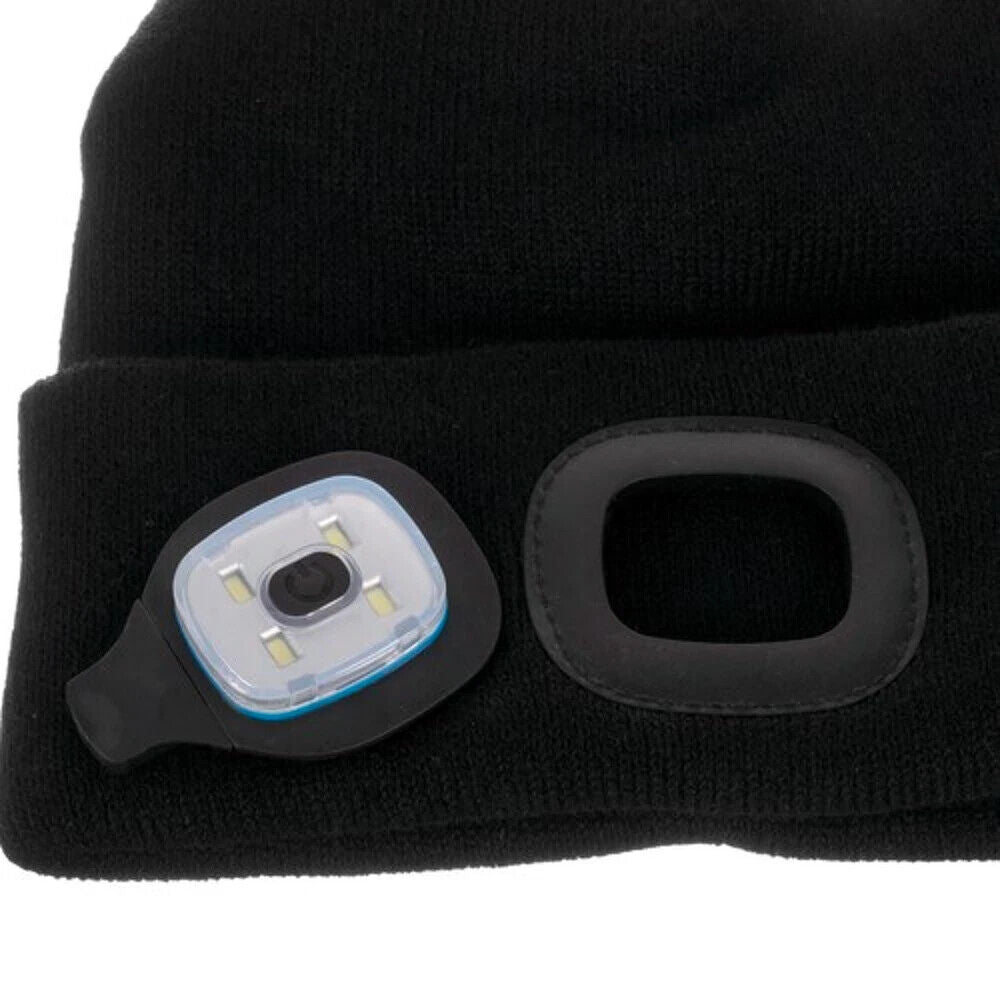 Wintermütze warme Strickmütze mit LED Licht aufladbar USB Beanie Mütze