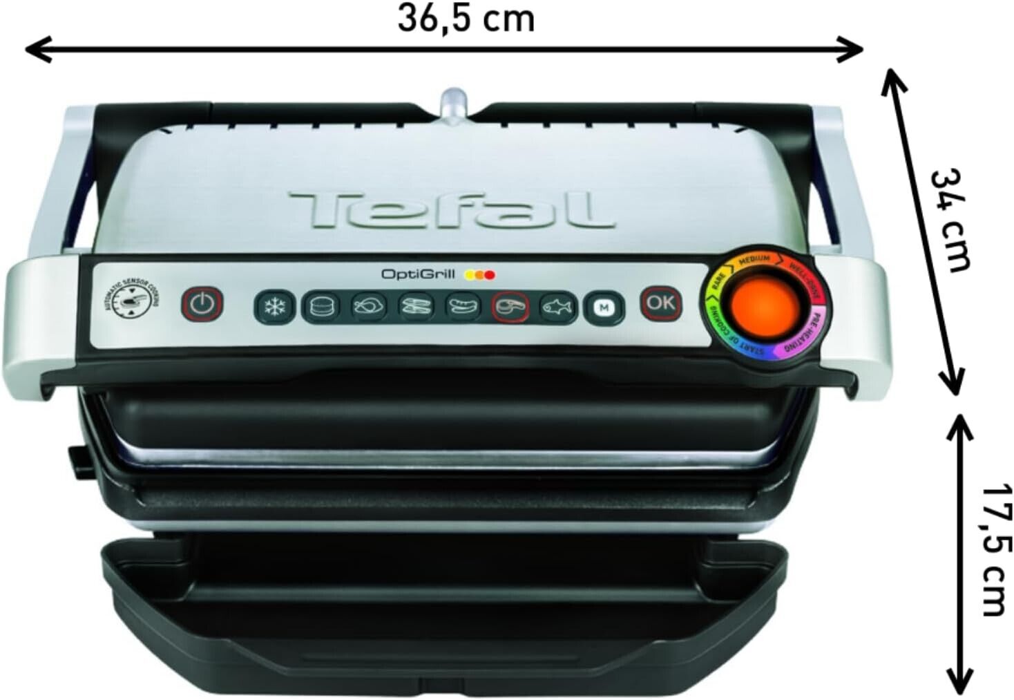 Tefal OptiGrill Kontaktgrill Elektrogrill Indoor-Grill 6 Grillprogramme GC705D16