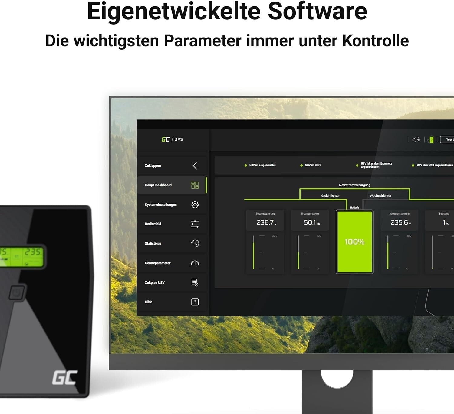 GC USV Unterbrechungsfreie Stromversorgung Notstromversorgung 600VA 360W mit App