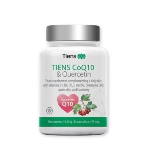 TIENS CoQ10 & Qercetin mit Vitaminen B1 B9 D3 E und K2, Coenzym Q10 & Weißdorn