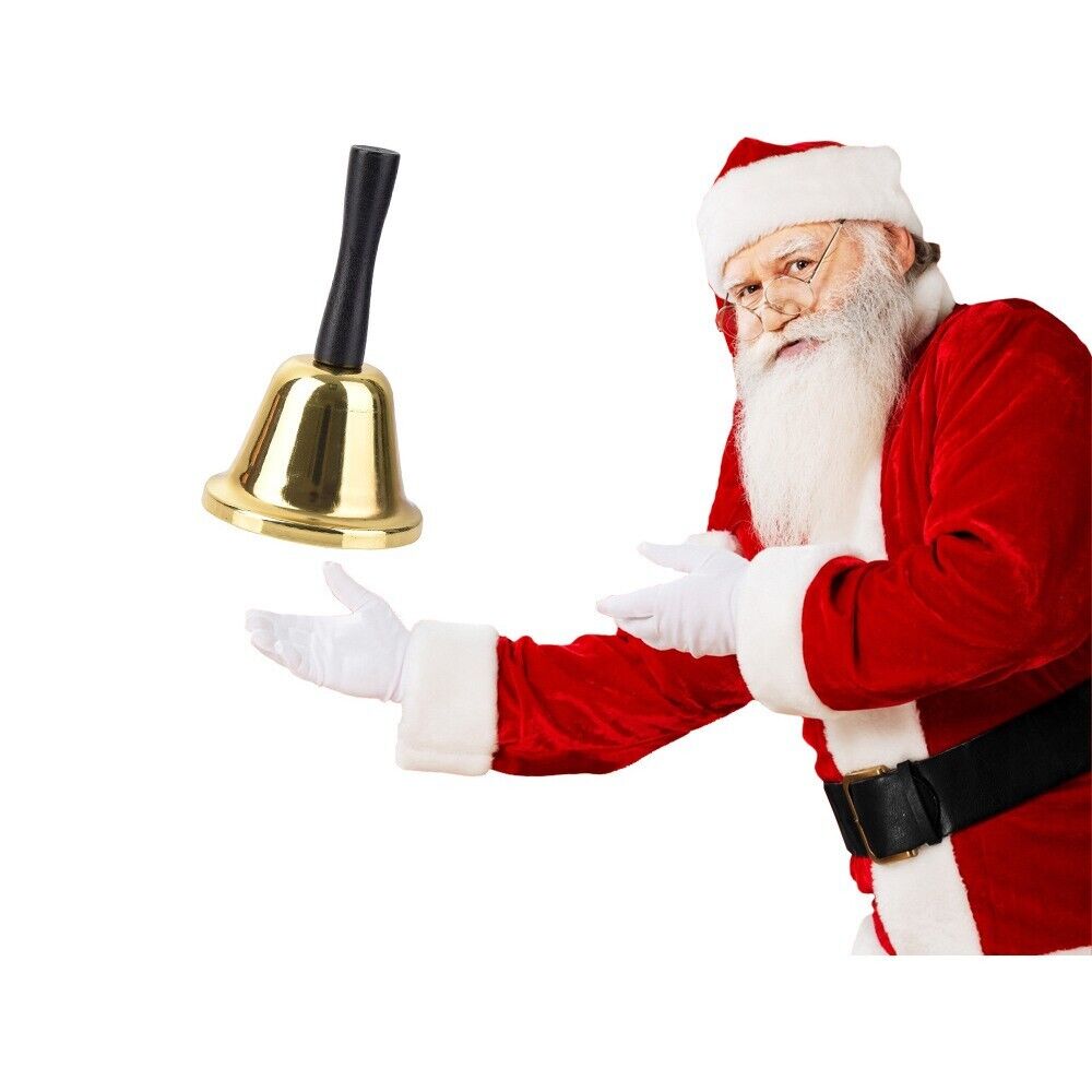 Glocke Tischglocke Handglocke Weihnachtsmannglocke aus Metall mit goldener Dekor