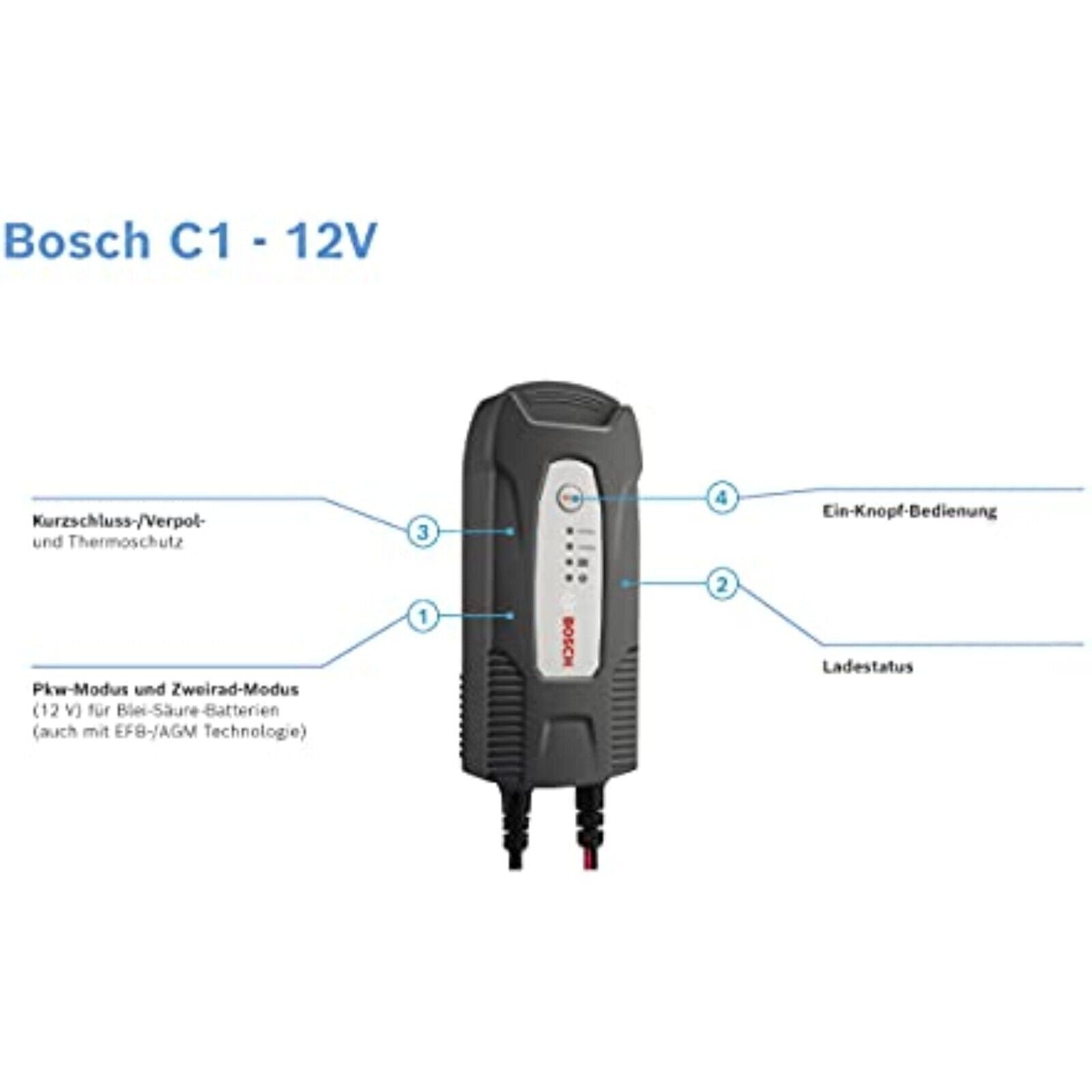 BOSCH Inspektionspaket Für Batterieladegerät Ladegerät Automatik C1 12V 5-120Ah