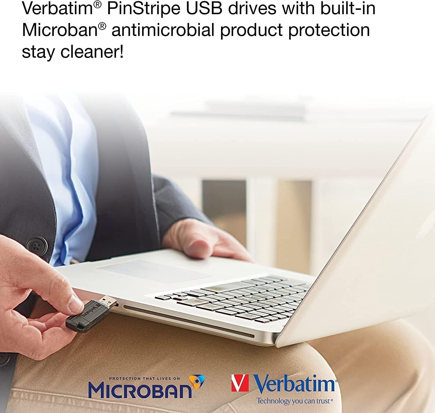 Verbatim USB Stick 32GB Speicherstick Drive PinStripe schwarz USB 2.0