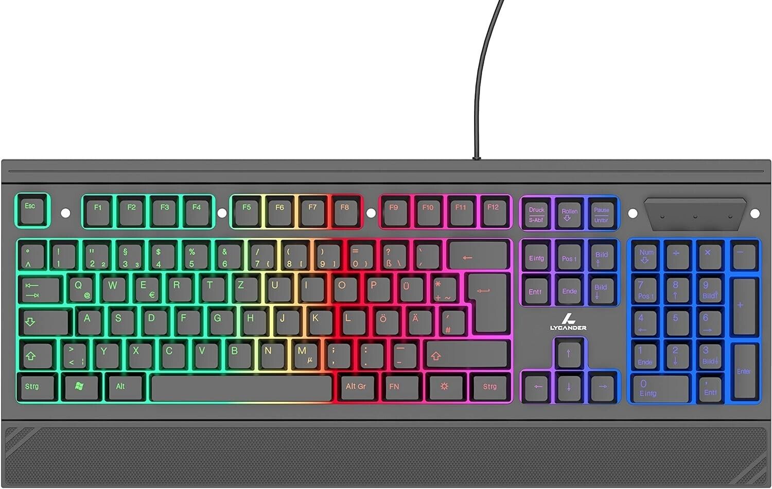 LYCANDER Gaming Keyboard Deutschland, QWERTZ Tastatur - 19 Anti-Ghosting keys