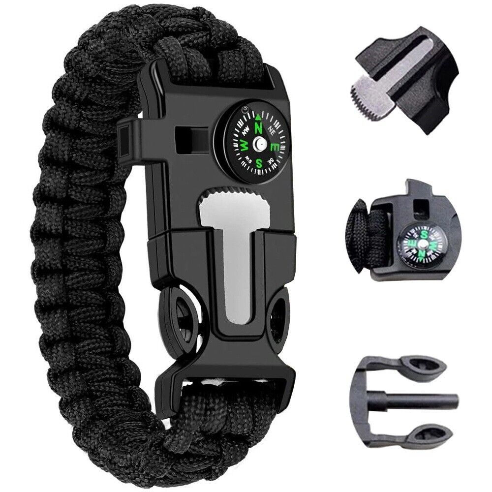 Survival Armband Paracord Überlebensarmband Feuerstein Kompass taktisch Outdoor