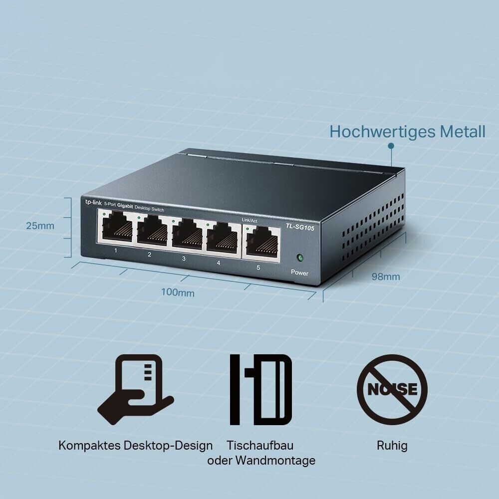 TP-Link TL-SG105 Gigabit Ethernet Switch 5-Port Unmanaged 10/100/1000Mbps -RJ-45