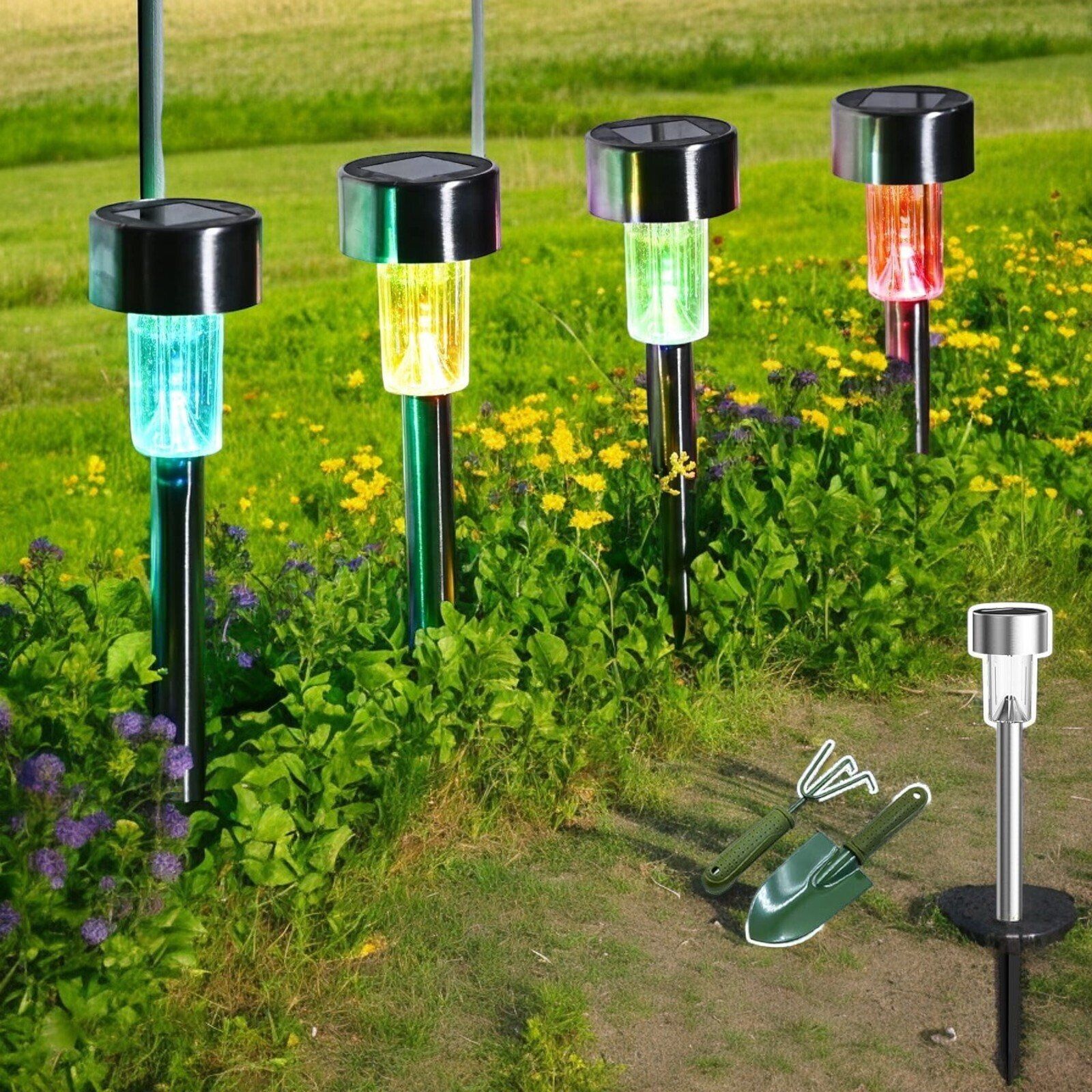Solarlampe für außen, 12 Stück, 6 Farben, wasserdichte Solarleuchten für Garten