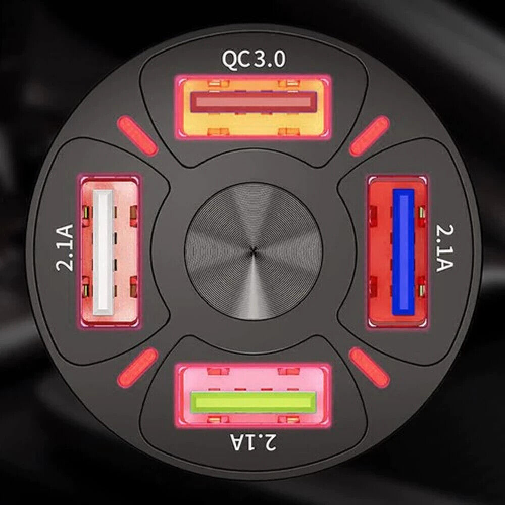 Zigarettenanzünder Ladegerät Auto Handy Ladeadapter KFZ USB 3.0 4 Ports + Kabel