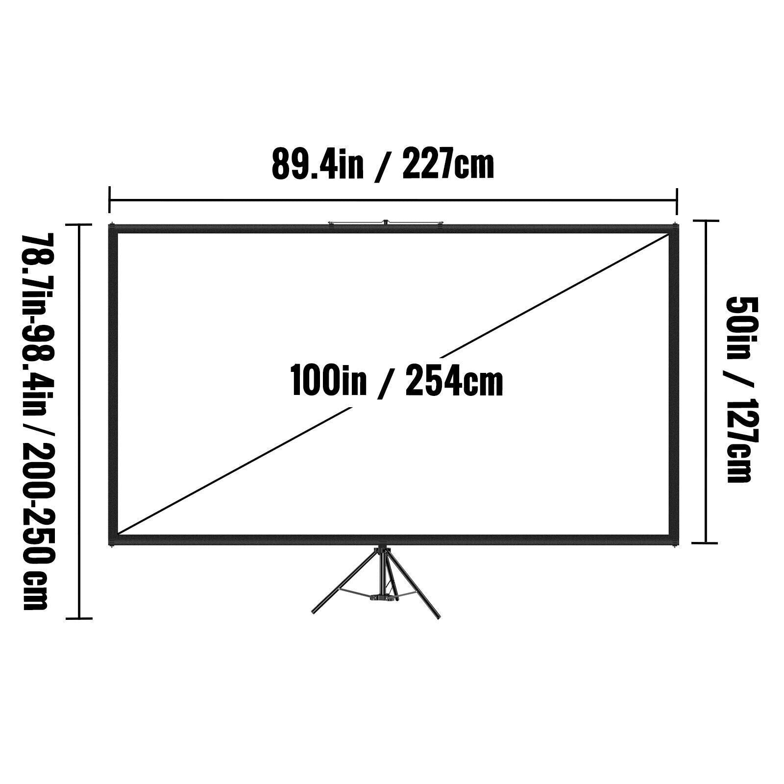 100" Beamer Leinwand Mit Ständer 16:9 Full HD Outdoor Heimkino 227x127cm Screen