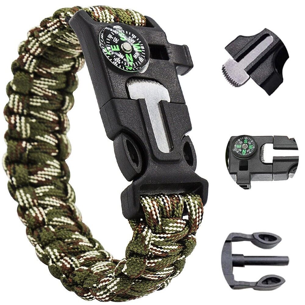 Survival Armband Paracord Überlebensarmband Feuerstein Kompass taktisch Outdoor