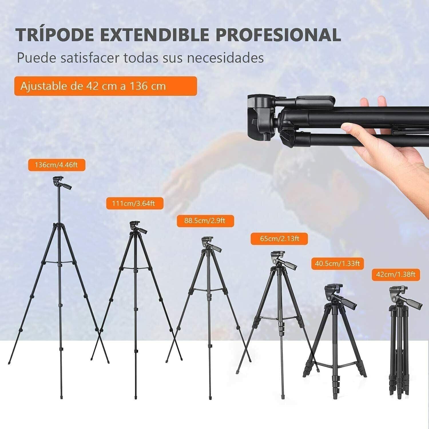 Kamerastativ Fotostativ 40,5-136cm 5 in 1 Aluminium Handy Halter