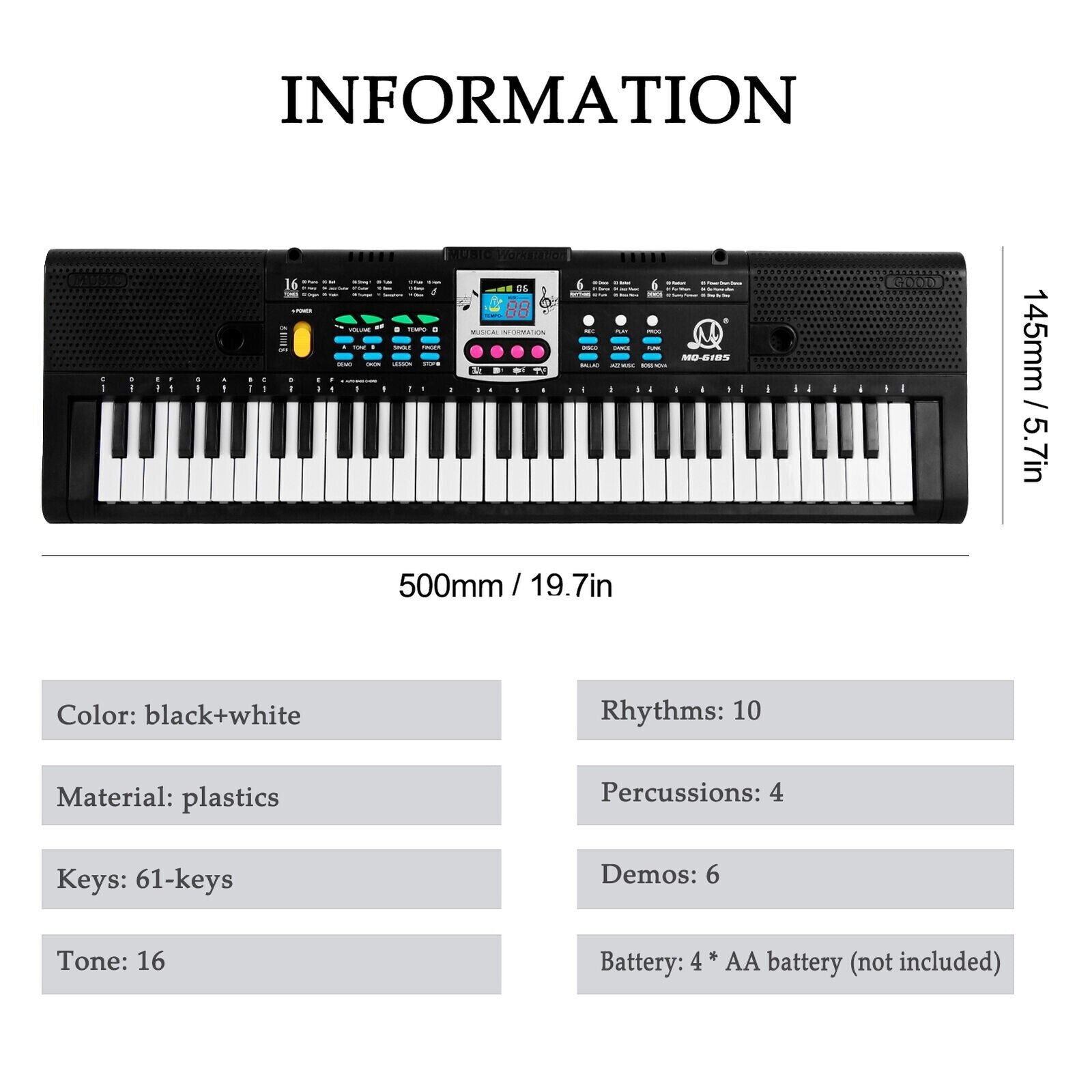 Digital 61 Tasten Keyboard E-Piano Elektrische Kinder Klaviertastatur W3Z1