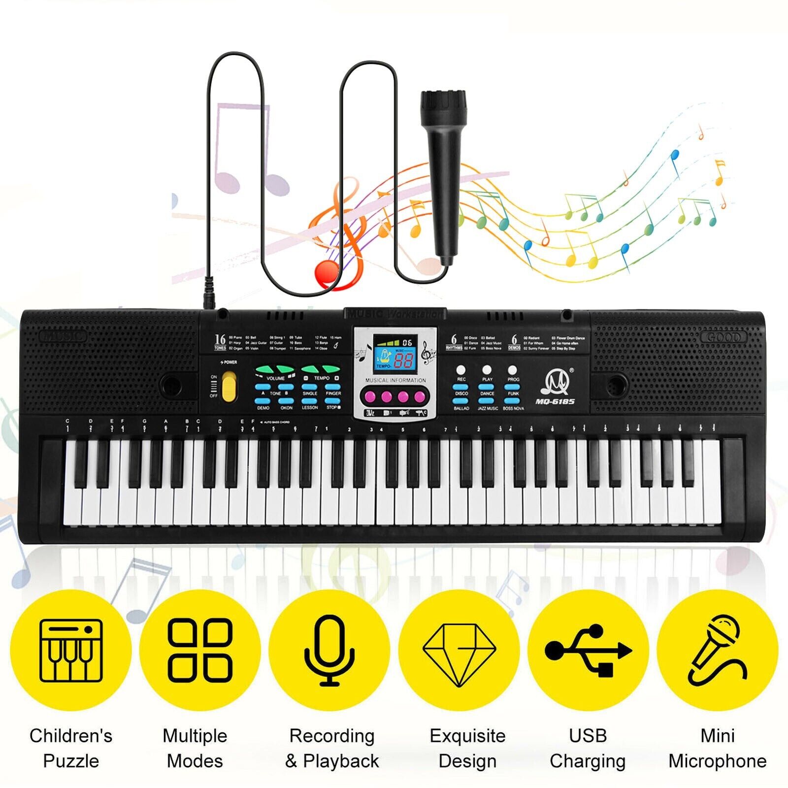 Digital 61 Tasten Keyboard E-Piano Elektrische Kinder Klaviertastatur W3Z1