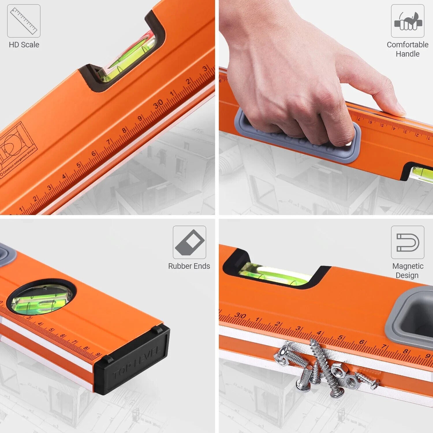 TACKLIFE Magnetische Aluminiumlegierung Wasserwaage Messlatte-MT-L02