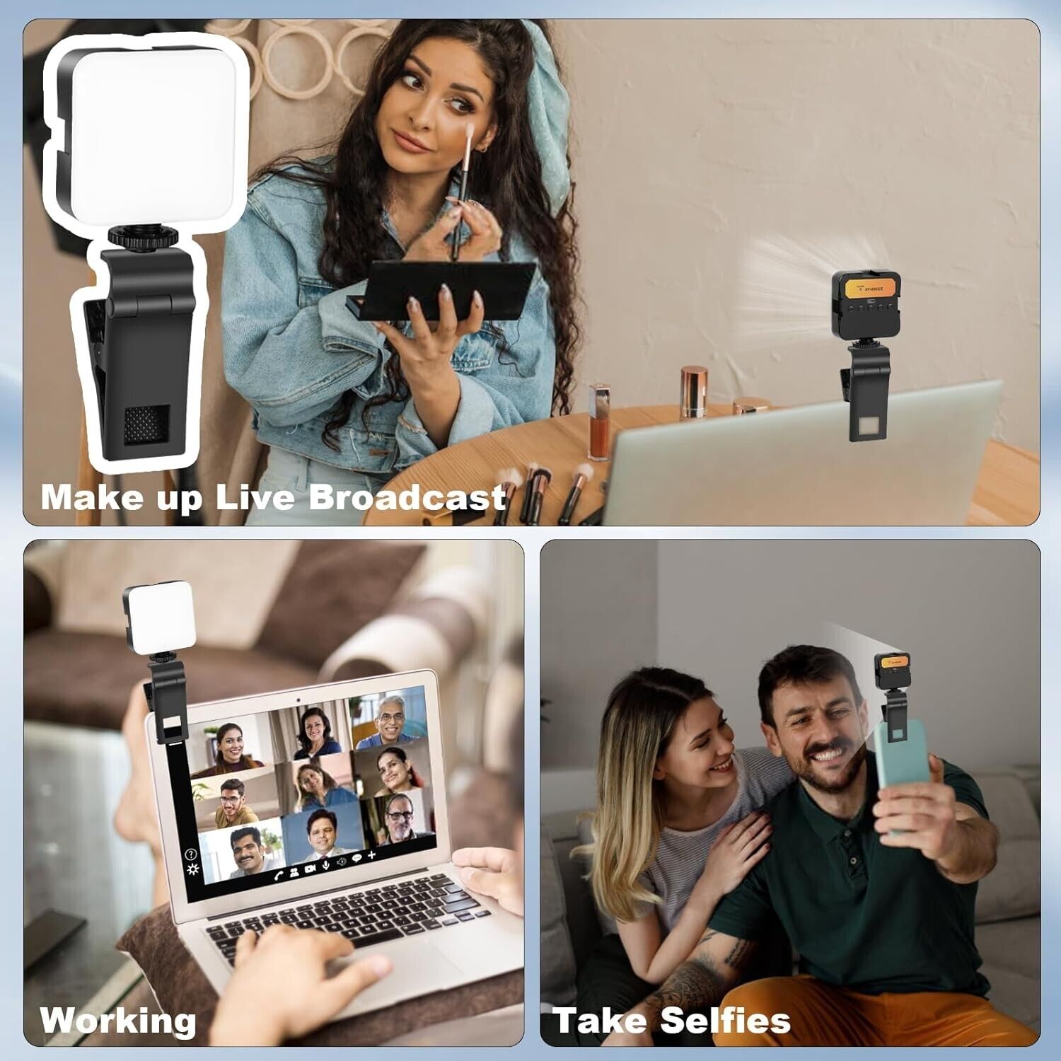 Handy Selfie Licht mit Clip, Video Licht LED, Videoleuchte Handylicht Portable