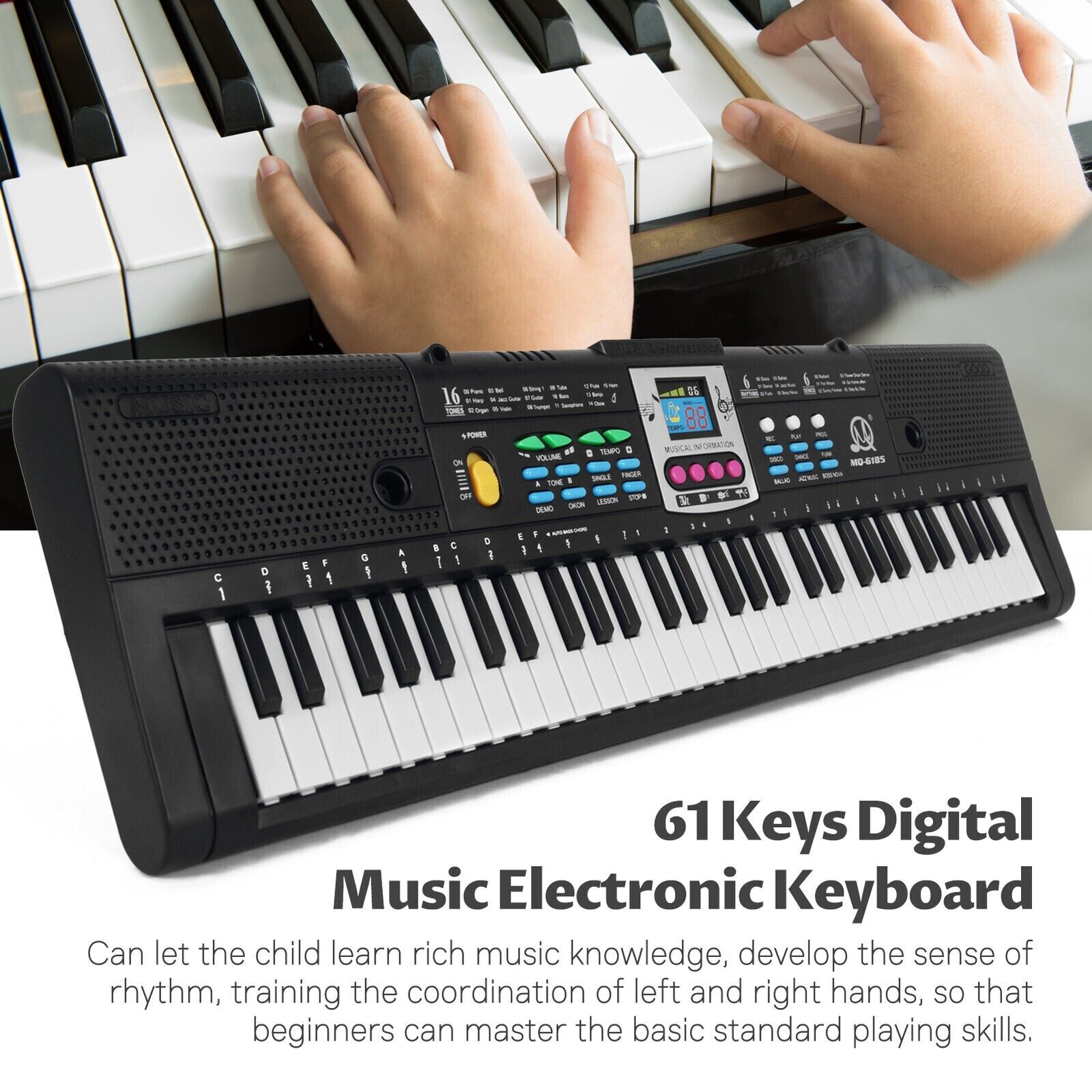 Digital 61 Tasten Keyboard E-Piano Elektrische Kinder Klaviertastatur W3Z1