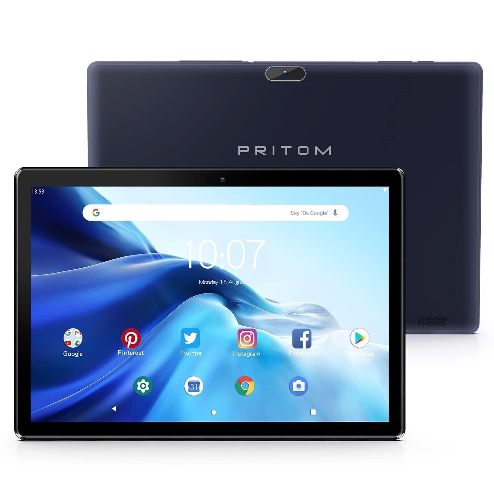 PRITOM Android Wifi Tablet Android 10 64GB ROM Expandable to 512GB Quad Core