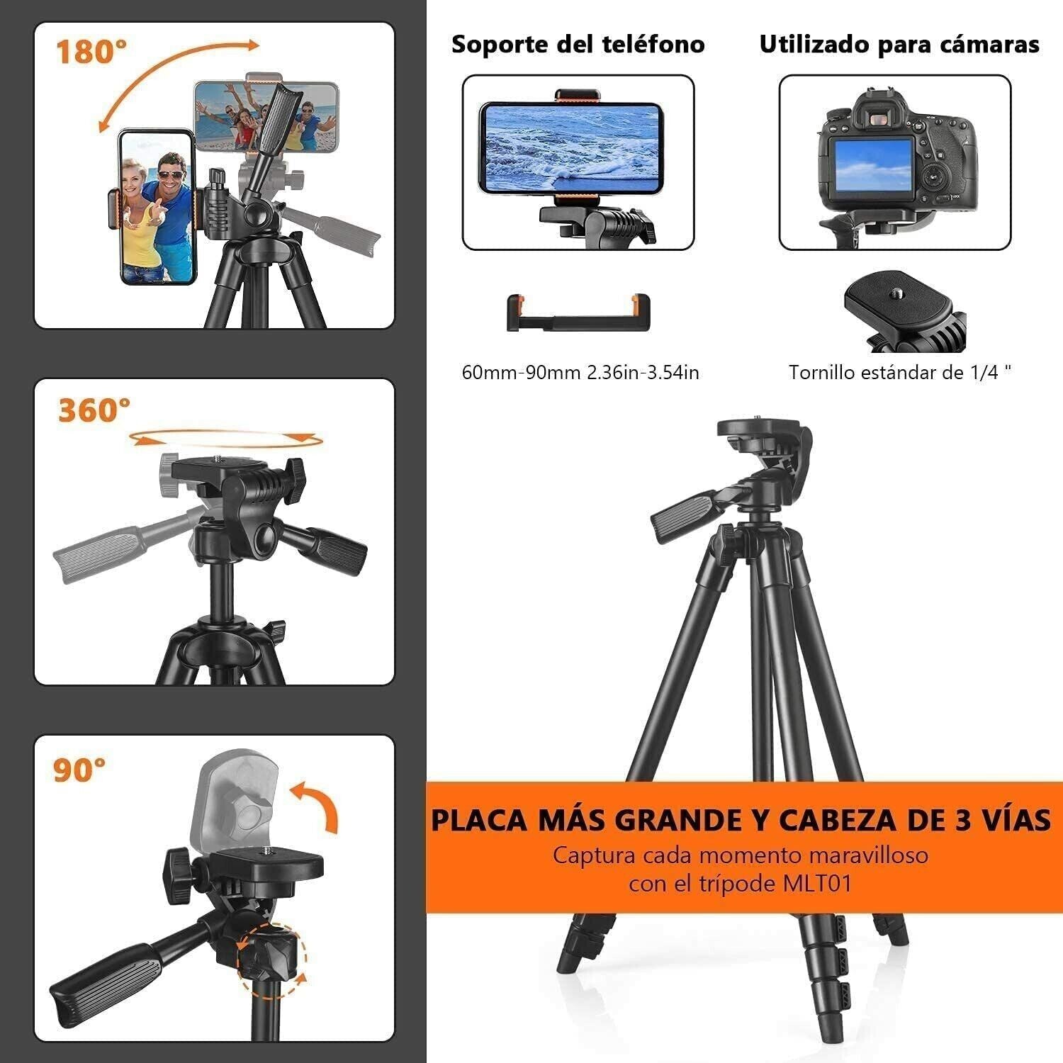 Kamerastativ Fotostativ 40,5-136cm 5 in 1 Aluminium Handy Halter