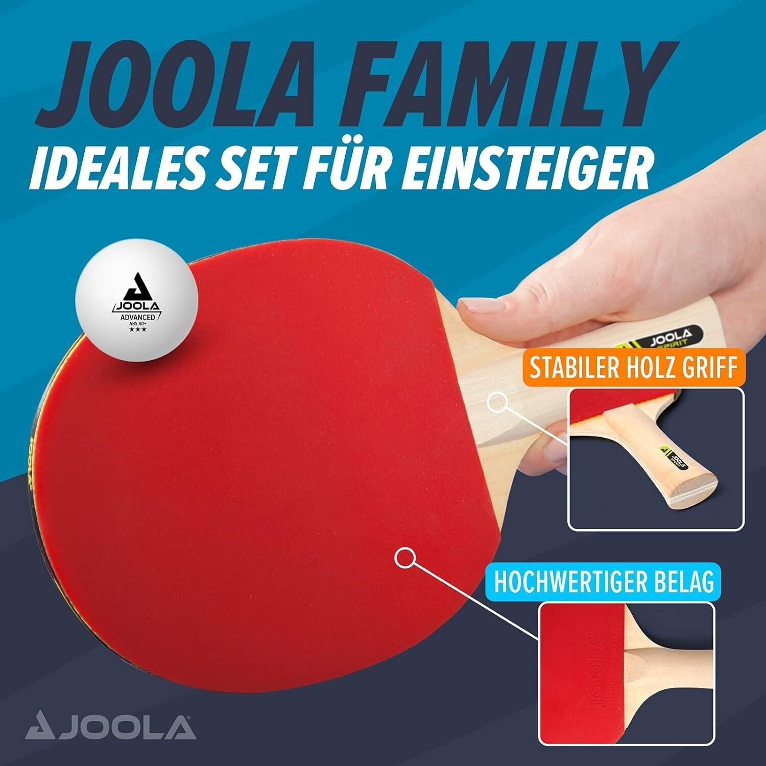 JOOLA Tischtennis Family Set 4 x Tischtennisschläger 10 x Bälle inkl. Tasche TT