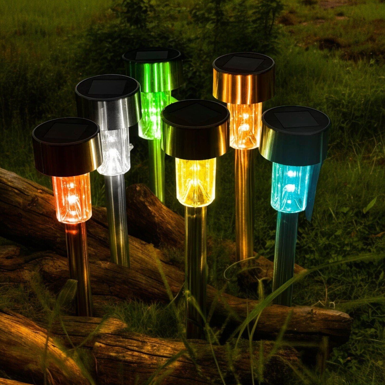 LED Solarlampen für Garten, 12 Stück aus Edelstahl Farbwechsel wasserdichte NEU