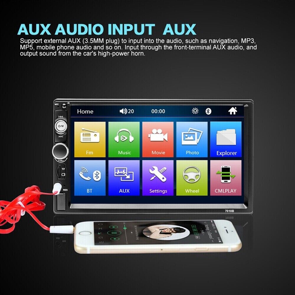 Autoradio Doppel 2 Din 7" Stereo Bluetooth USB TF FM AUX MP5 MP3 Player + Kamera