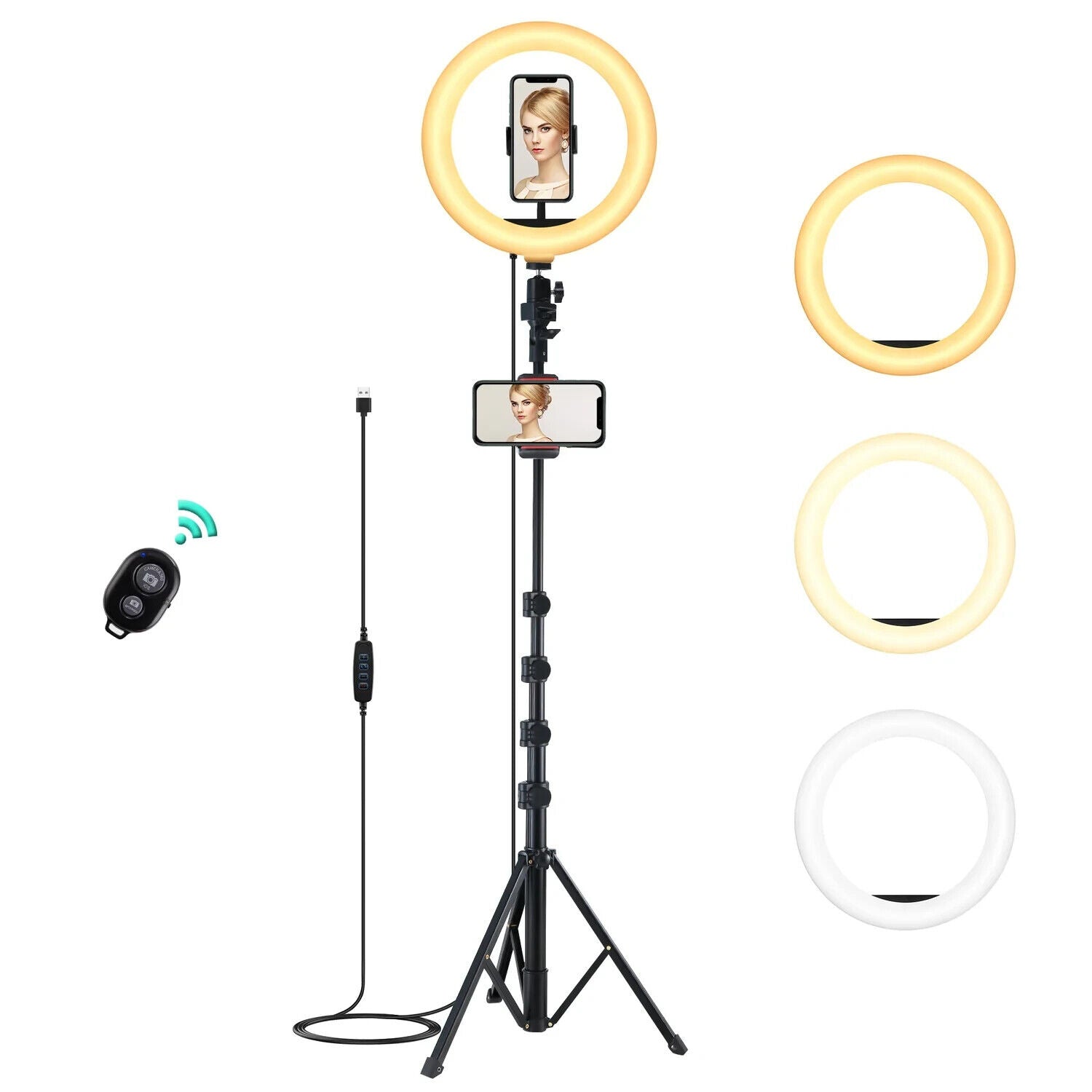 10" LED Ringlicht TikTok mit Stativ Set Handy Ringleuchte Selfie Dimmbar Lampe