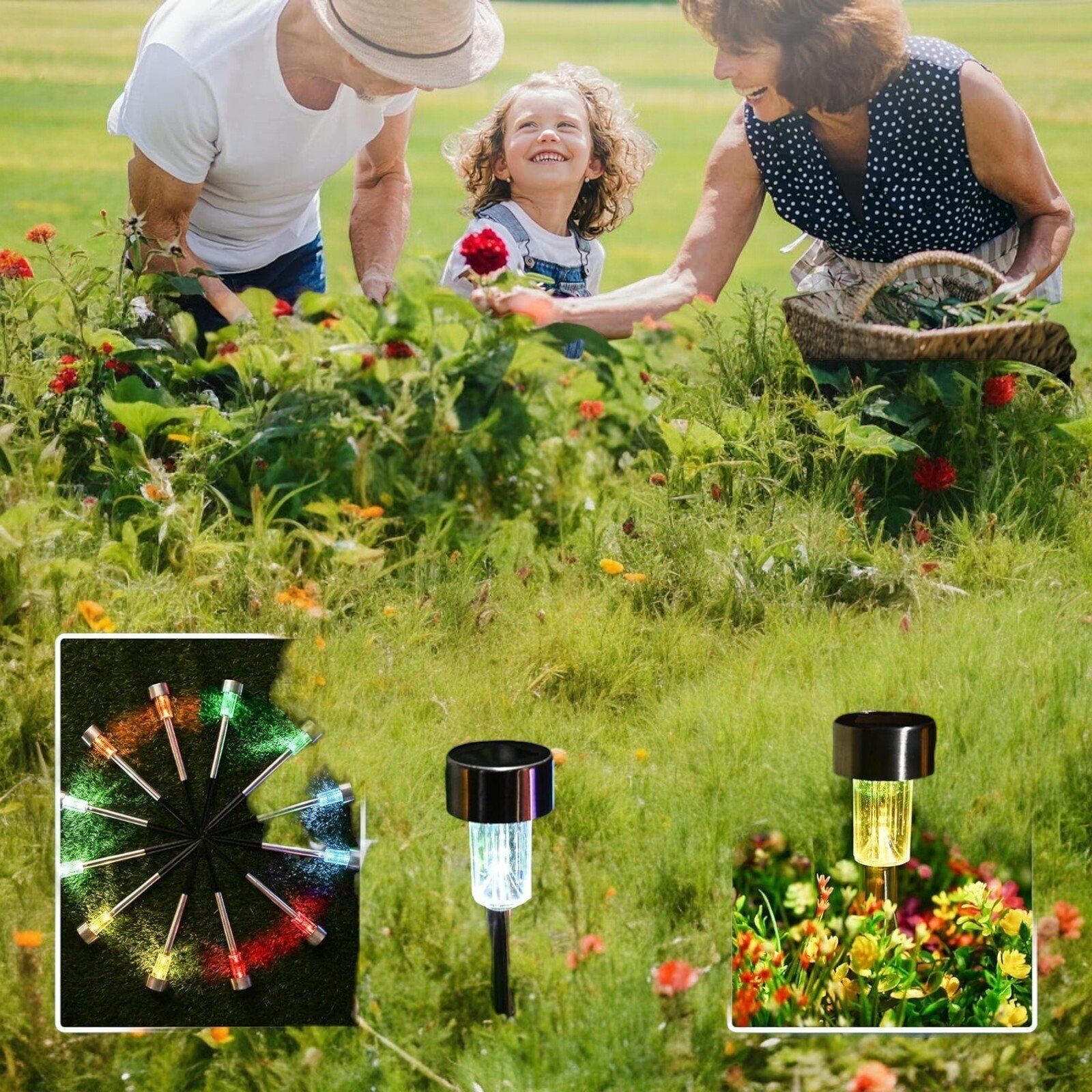 Solarlampe für außen, 12 Stück, 6 Farben, wasserdichte Solarleuchten für Garten