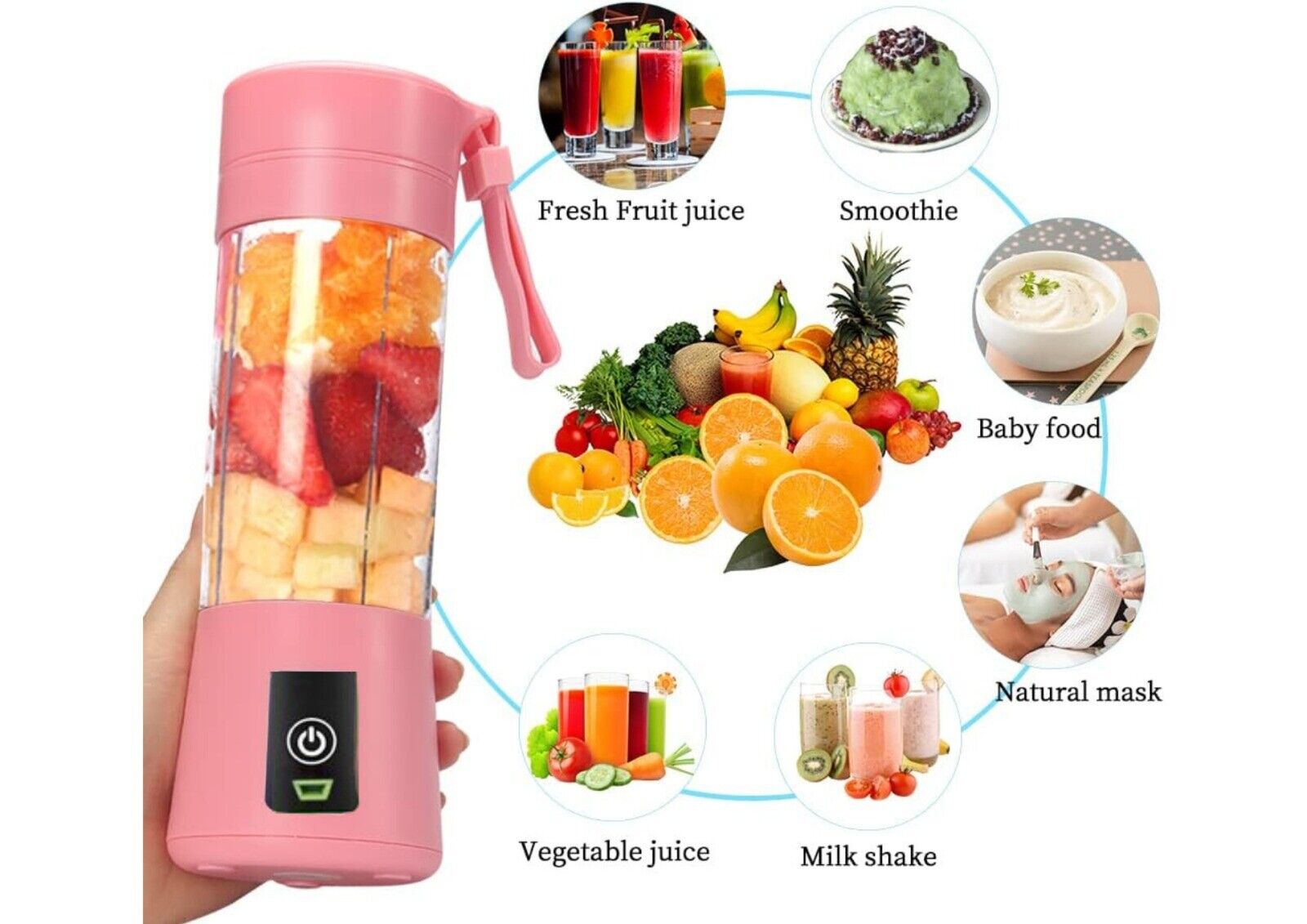 Mini Smoothie Maker, Tragbarer Portable Mixer to go, USB Wiederaufladbar, 380ml✅