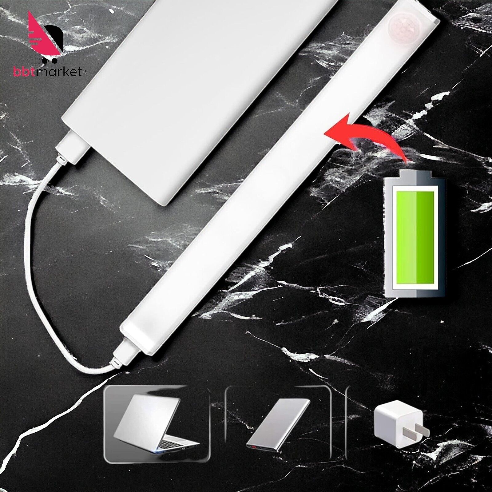 LED USB Unterbauleuchte Akku Schranklicht Wiederaufladbare mit Bewegungsmelder