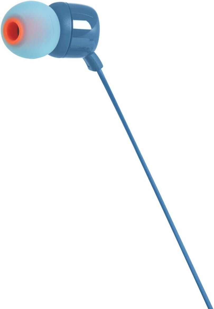 JBL Tune 110 – In-Ear Headphones with Tangle-Free Flat Cable and Mic Blue 