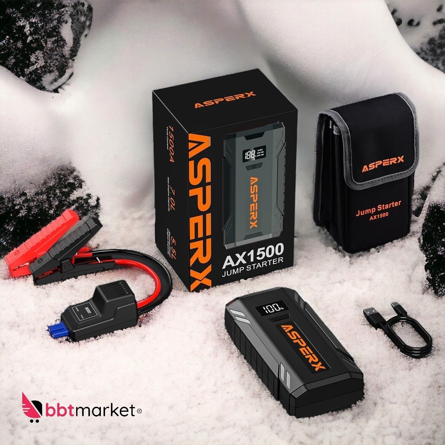Jump Starter Charger Booster Power Bank 5.5L Gas 1500A for 12V LED