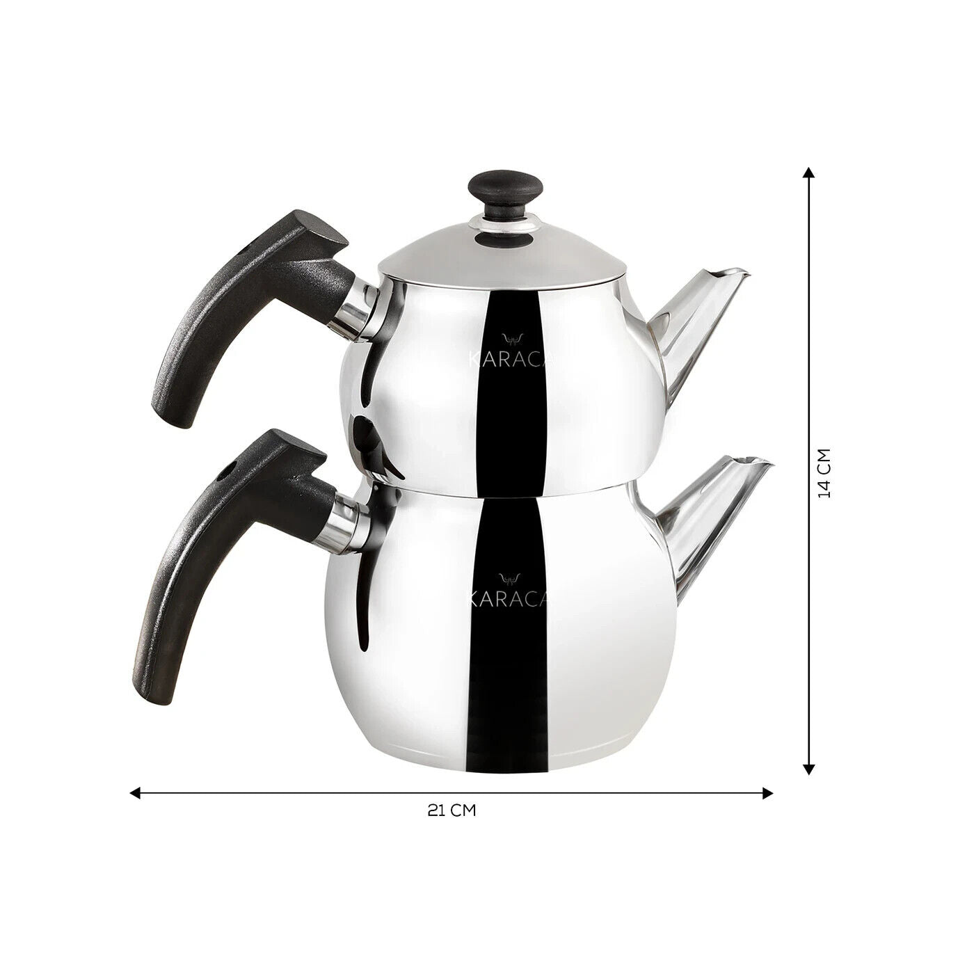 Karaca Adelya Induction Base Mini Size Black Teapot Set Caydanlik