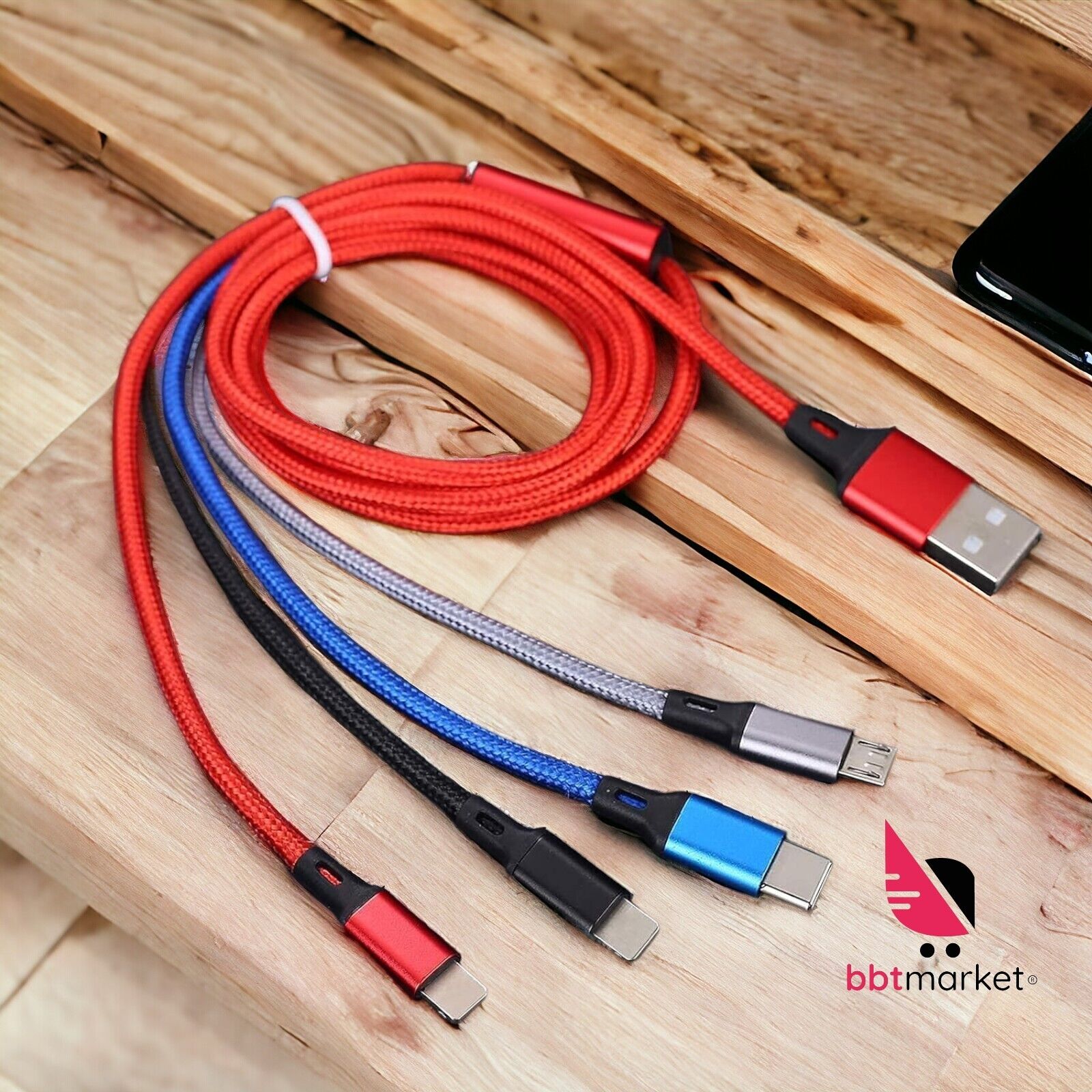 4 in 1 Multi Ladekabel Micro USB Typ-C für Apple Samsung Huawei Smartphone Handy