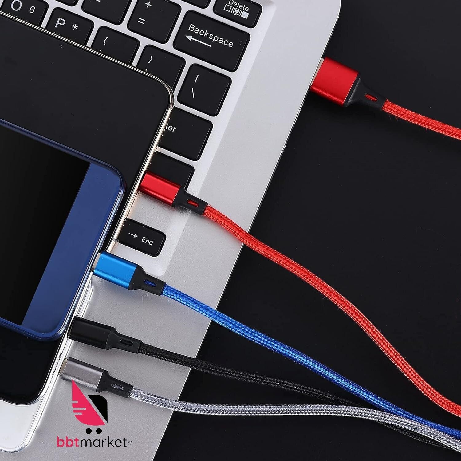 4 in 1 Multi Ladekabel Micro USB Typ-C für Apple Samsung Huawei Smartphone Handy