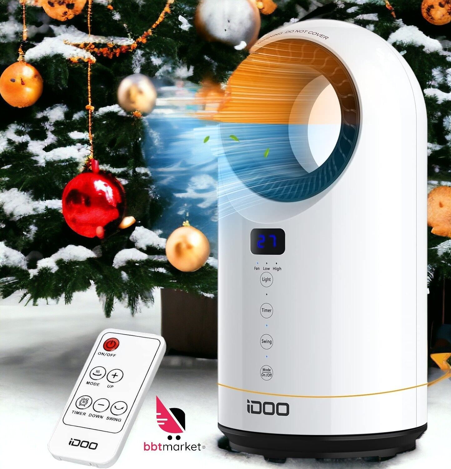 Idoo Fan Heater Energy Saving, Ceramic Fan Heater with Remote Control, LED Display