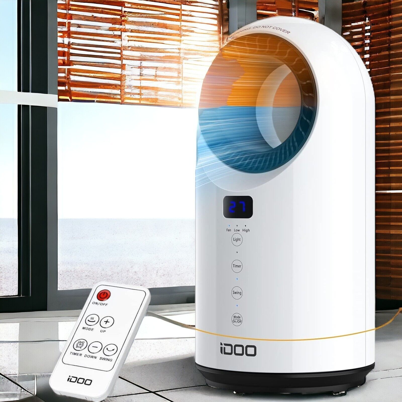 Idoo Fan Heater Energy Saving, Ceramic Fan Heater with Remote Control, LED Display