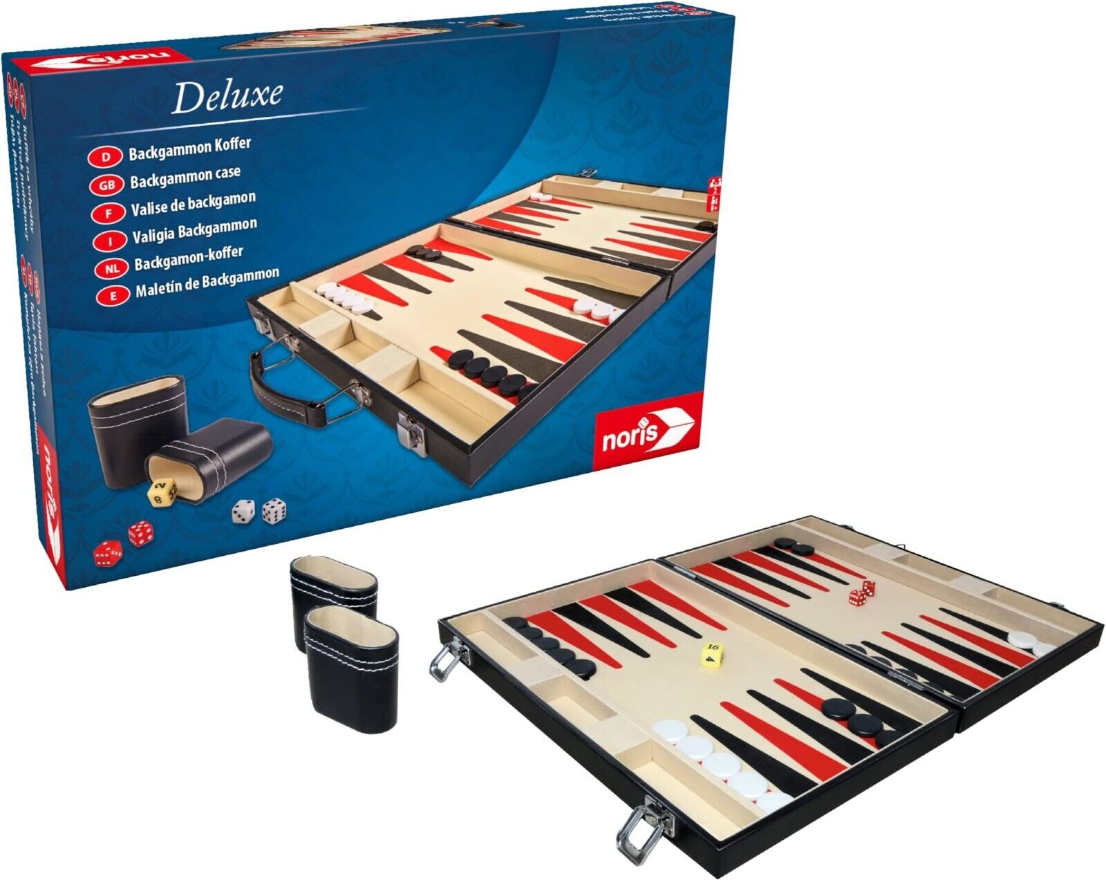 Noris 606101712 - Deluxe Backgammon in a case, strategy game in a handy case