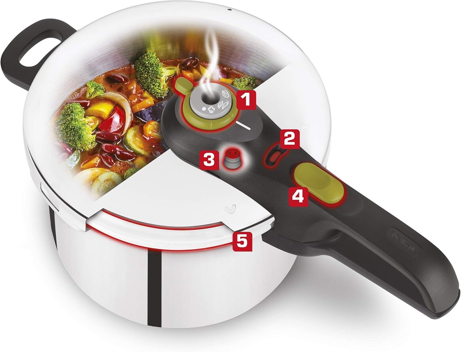 Tefal P2530737 Secure 5 Neo Pressure Cooker 6L Stainless Steel, 2-Level Cooking Regulator New